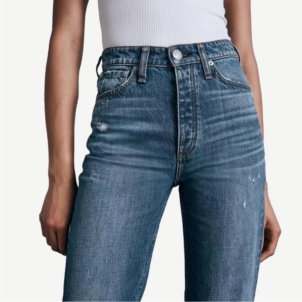 rag & bone Women's Straight Leg Jeans in Medium Blue Wash - Picture 2 of 8